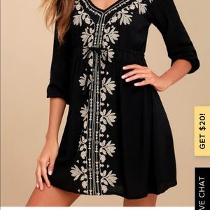 Mina black embroidered dress